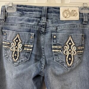 Cello Jeans Embellished Bootcut Junior Rhinestone Western Y2K Bling Rodeo Grunge